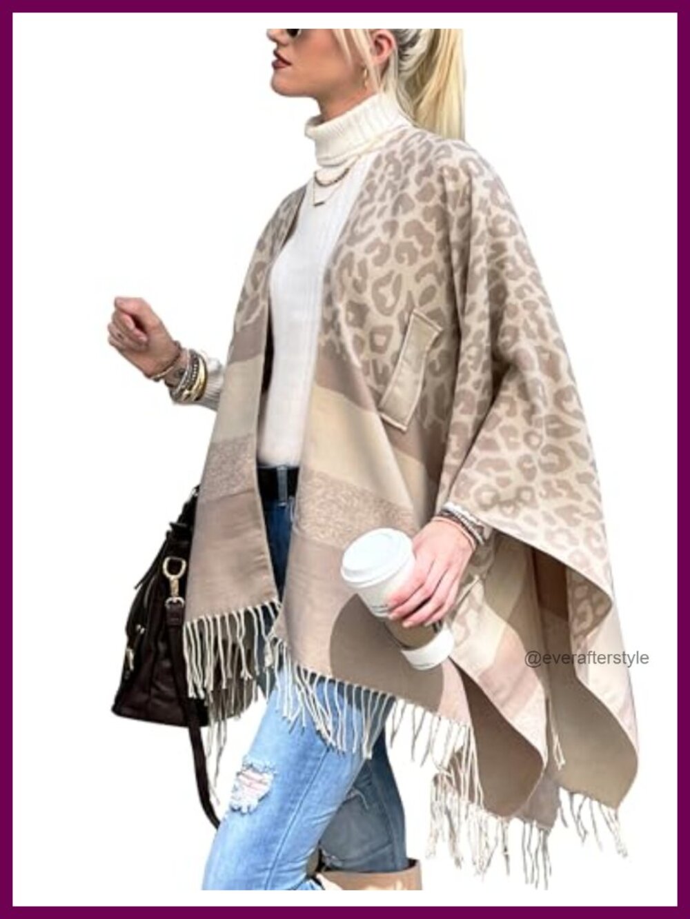 Open Front Poncho Shawl Wrap Ruana Cardigan Cape for Women